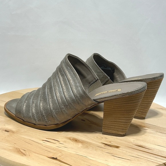 Paul Green Womens Winston Metallic Pleated Leather Open Toe Sandal Mules - 6.5 - Picture 5 of 10